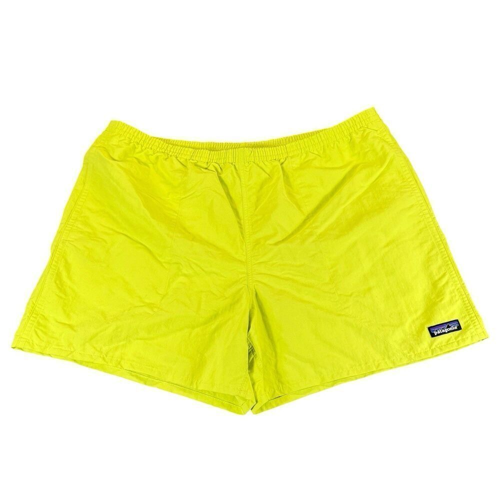 Patagonia Shorts XXL Phosphorus Green Nylon Lined Baggies Drawstring Pockets 5”